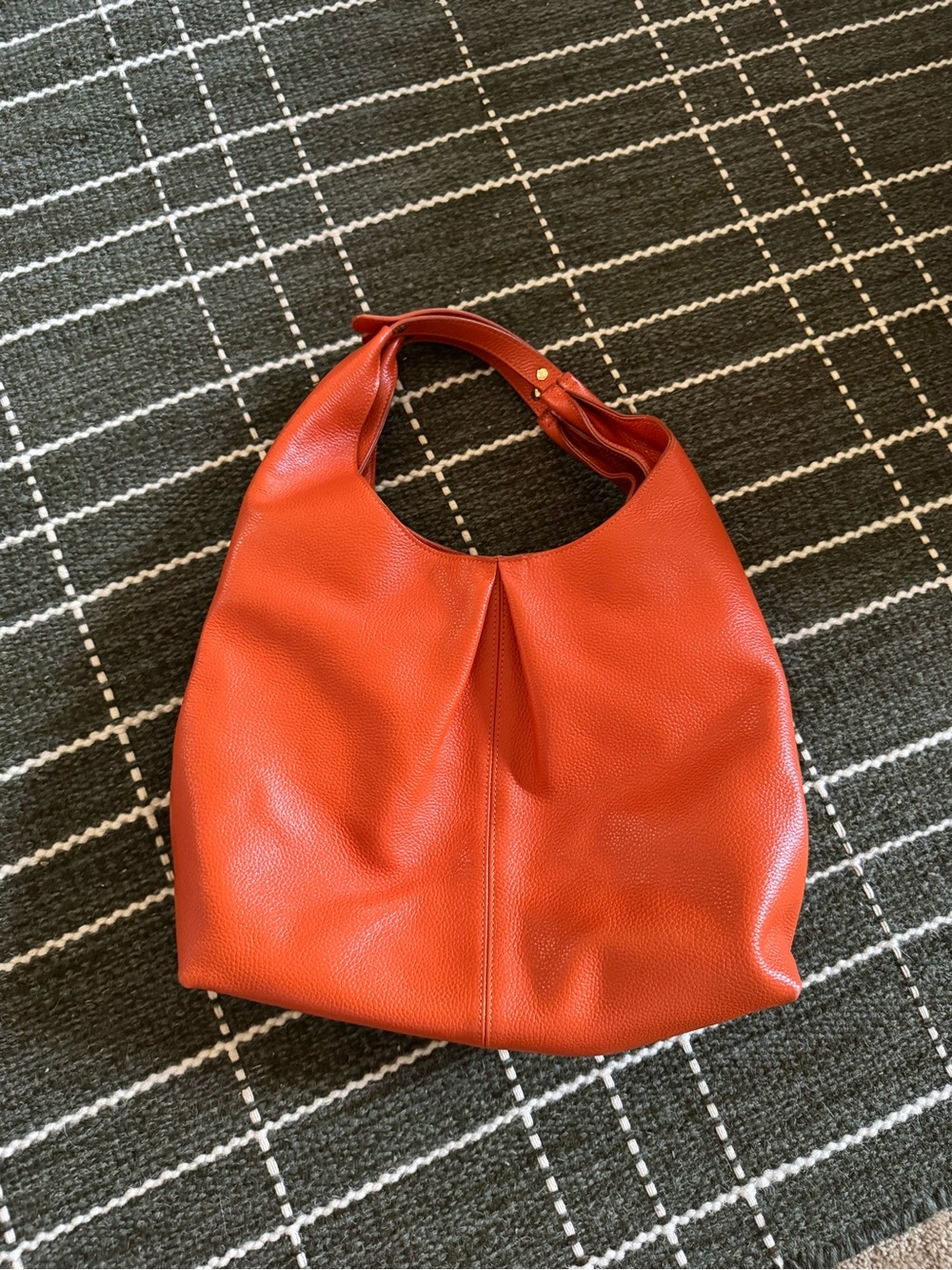 Pebbled Hobo Shoulder Bag in Warm Orange